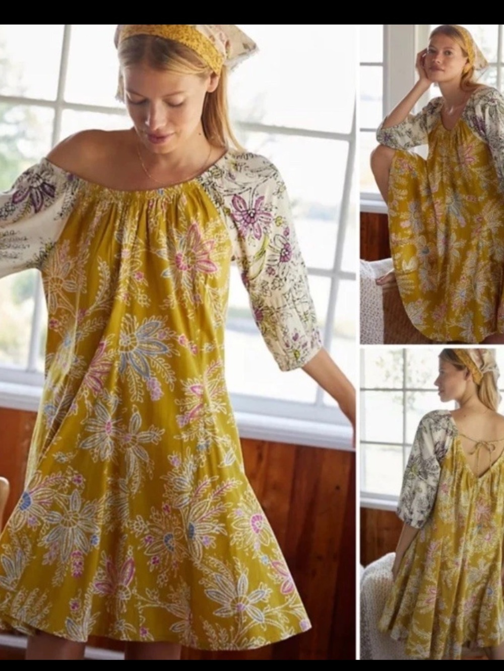 Anthropologie Daily Practice Boho Floral Print Mollie Tunic Dress . Small